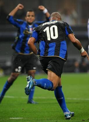 Adriano (Inter Mailand) - Torjubel -  Fußball EC 1 Herren Champions League 2008 2009, FC Internazionale Mailand Einzelbild Mailand Freude,