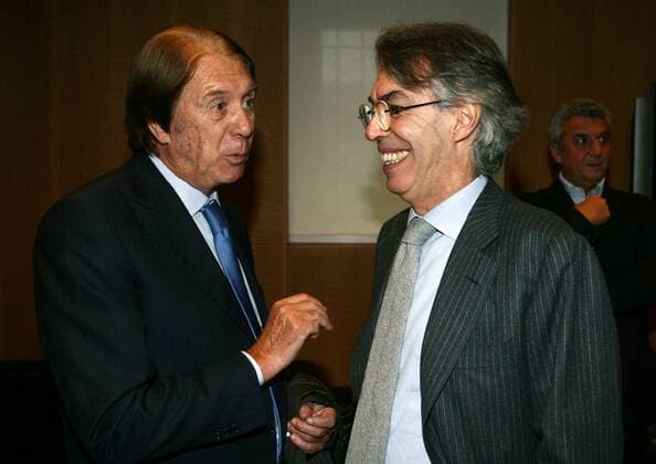 Cesare Maldini (li.) und Präsident Massimo Moratti (Inter Mailand beide Italien) während der Auszeichnung Il Bello del Calcio 2008 -  Fußball Herren Il Bello del Calcio 2008, Preisverleihung, Auszeichnung, Spielerauszeichnung, Ehrung, Spielerehrung Gruppe Mailand