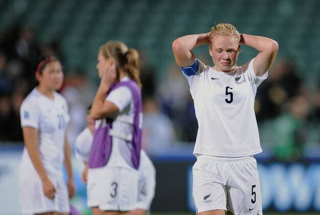Briony Fisher (Neuseeland U17) enttäuscht - Fußball WM Damen U 17 WM 2008, U17, Jugend, Nachwuchs, Junioren, Frauen, Frauenfußball, Nationalteam Einzelbild Eröffnungsspiel Auckland Enttäuschung, Nachdenklichkeit, Verzweiflung,