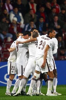 Torjubel Bordeaux -  (pan28587) Fußball EC 1 Herren Champions League 2008 2009, Girondins de Bordeaux Gruppe Cluj Napoca Freude,
