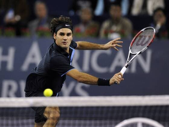 Roger Federer (Schweiz) Tennis WM Herren ATP Masters Cup 2008, Series, Tour Einzelbild Shanghai Dynamik,