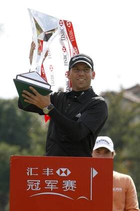 Sergio Garcia (Spanien) gewinnt die HSBC Champions 2008 in Shanghai -  (IMC2008111126892) Golf Herren HSBC Champions 2008, PGA European Tour, ProAm, Pro Am Einzelbild Shanghai Begeisterung, Freude,