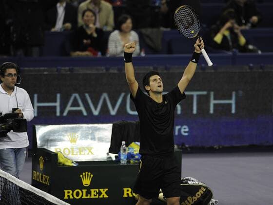 Novak Djokovic (Serbien) - Jubel Tennis Herren ATP Masters Cup 2008, Series, Tour o0 WM Einzelbild Shanghai Glück, Freude,