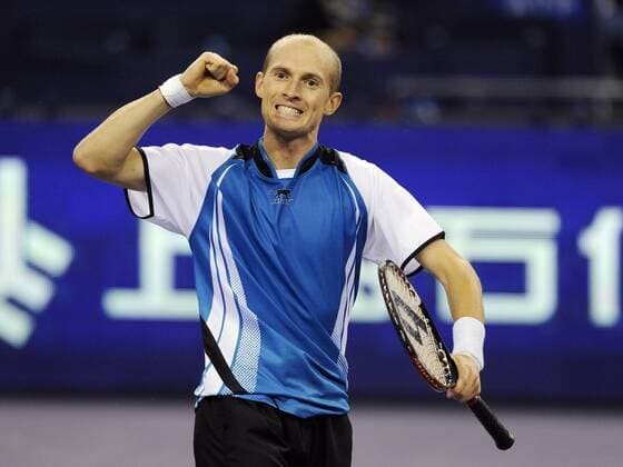 Nikolay Davydenko (Russland) jubelt Tennis Herren ATP Masters Cup 2008, Tour, Series Einzelbild o0 WM Shanghai Freude, Begeisterung,