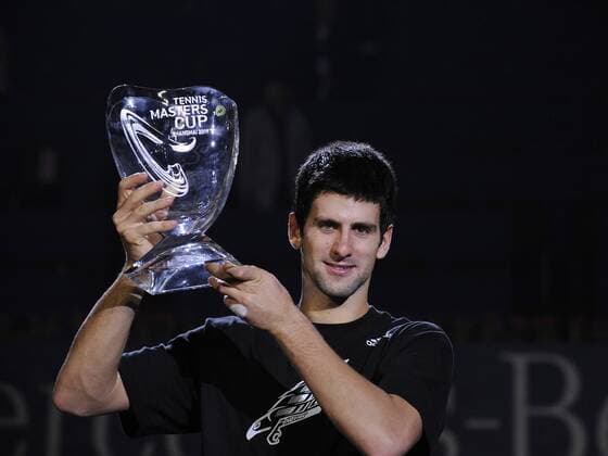 Novak Djokovic (Serbien) gewinnt den ATP Masters Cup 2008 in Shanghai Tennis WM Herren ATP Masters Cup 2008, Series, Tour, Finale Einzelbild Shanghai Freude,