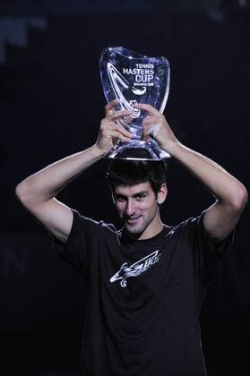 Novak Djokovic (Serbien) gewinnt den ATP Masters Cup 2008 in Shanghai Tennis WM Herren ATP Masters Cup 2008, Series, Tour, Finale Einzelbild Shanghai Freude,