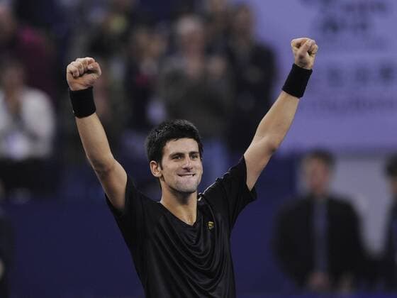Novak Djokovic (Serbien) gewinnt den ATP Masters Cup 2008 in Shanghai Tennis WM Herren ATP Masters Cup 2008, Series, Tour, Finale Einzelbild Shanghai Freude,