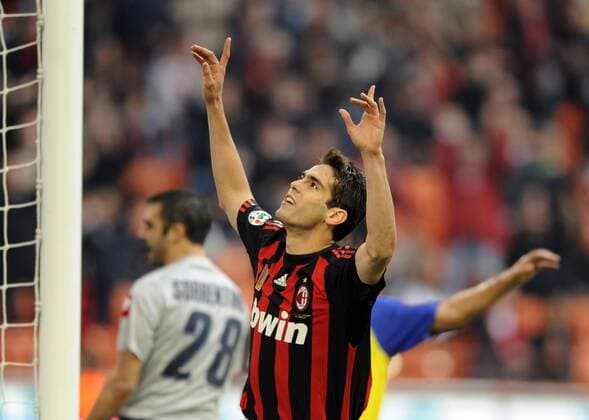 Kaka (AC Mailand) - Torjubel -  Fußball Herren Serie A 2008 2009, 1. Italienische Liga, AC Milan Einzelbild Mailand Unterwerfung, Freude,
