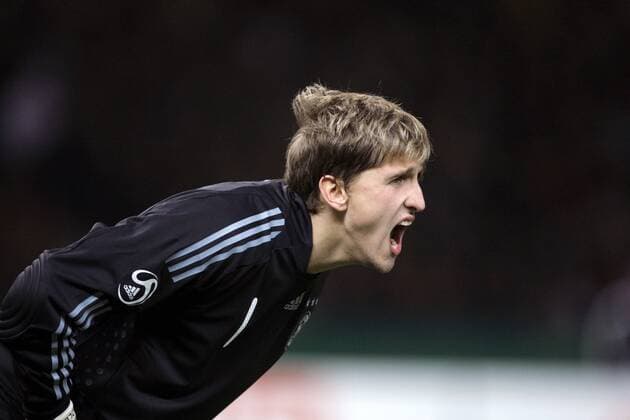 Torwart Rene Adler (Deutschland) wütend Fußball Länderspiel Herren Freundschaftsspiel 2008, Test, Testspiel, Nationalteam, Nationaltrikot, Einzelbild Berlin Wut,
