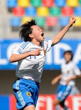 Michi Goto (Japan U20) - Torjubel - Fußball WM Damen Frauen U20 WM, U 20, Frauenfußball, Länderspiel, Nationalmannschaft, Nationaltrikot Einzelbild o00 2008 Santiago de Chile Freude, Begeisterung,