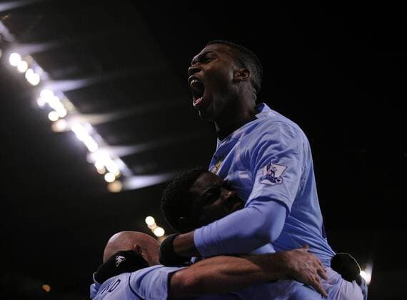 Daniel Sturridge (Manchester City) - Torjubel - EDITORIAL USE ONLY. No use with unauthorised audio, video, data, fixture lists, club league logos or live services. Online in-match use limited to 120 images, no video emulation. No use in betting, games or single club league player publications. Fußball Herren English Premier League 2008 2008, 1.Liga, Manchester City Gruppe Manchester Freude, Begeisterung,