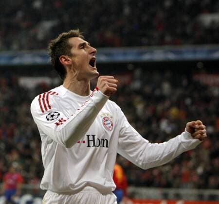 Miroslav Klose (Bayern) - Torjubel Fußball EC 1 Herren Champions League 2008 2009, FC Bayern München Einzelbild München Freude,