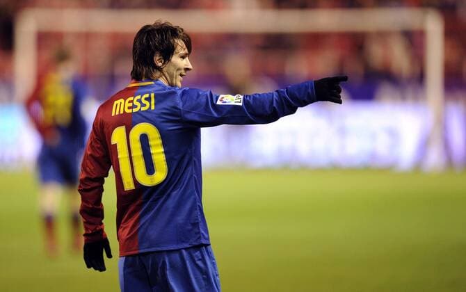 Lionel Messi (FC Barcelona) -  (pan28943) Fußball Herren Primera Division 2008 2009, 1. Spanische Liga, FC Barcelona, Barca, Vdig Einzelbild Sevilla