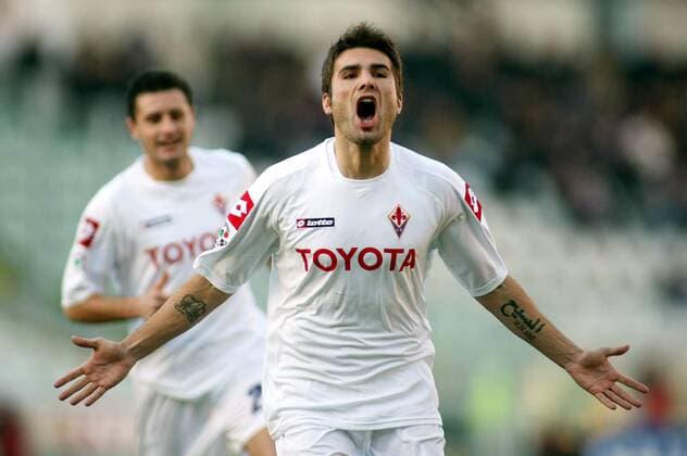 Adrian Mutu (AC Florenz) - Torjubel -  Fußball Herren Serie A 2008 2009, 1. Italienische Liga, ACF Fiorentina Einzelbild Turin Freude,