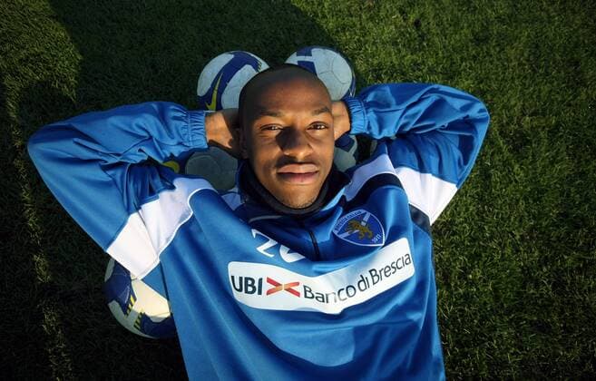 Savio Nsereko (Brescia) -  Fußball Herren Serie B 2008 2009, 2. Liga, Brescia Calcio, Fotoshooting Einzelbild Brescia