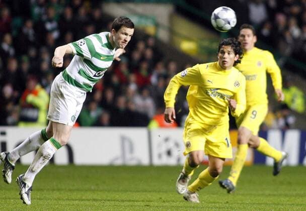 Gary Caldwell (Celtic Glasgow, li.) -  - NOxONLINExUSE Fußball EC 1 Herren Champions League 2008 2009, Celtic Glasgow - Villarreal CF 2:0 Gruppe Glasgow Dynamik,