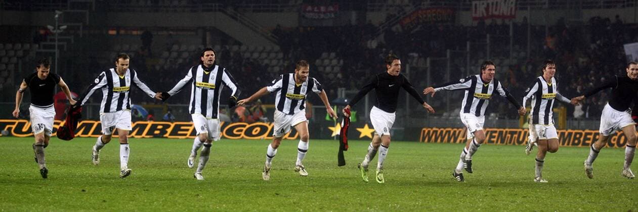 Schlussjubel Juventus Turin -  Fußball Herren Serie A 2008 2009, 1. Italienische Liga, Juventus Turin, Juve Totale Turin Freude,