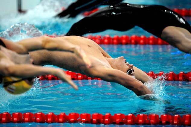 Aaron Peirsol (USA) - Start über 100m Rücken -  (pan27215) Schwimmen OS Sommer Herren Olympische Spiele Peking 2008, Sommerspiele, 100m Rücken Einzelbild Peking