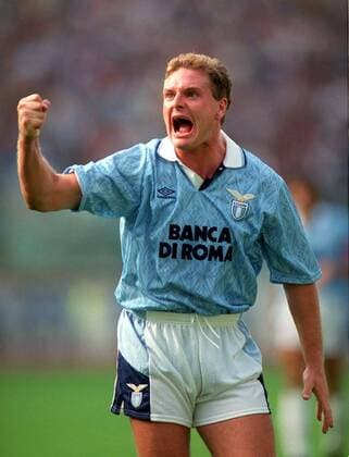 Paul Gascoigne (Lazio Rom) - Torjubel -  Fußball Herren Serie A 1992 1993, 1. Liga, Einzelbild Rom Freude, Begeisterung,