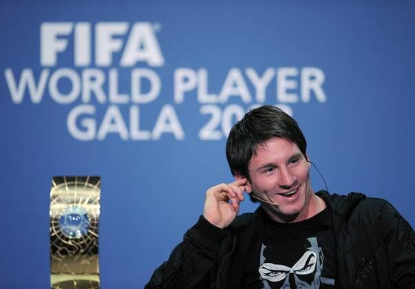Lionel Messi (Argentinien FC Barcelona) - Pressekonferenz während der FIFA World Player Gala 2009 - Fußball Herren FIFA World Player Gala 2009, Wahl zum Weltfußballer des Jahres 2008, Einzelbild Zürich