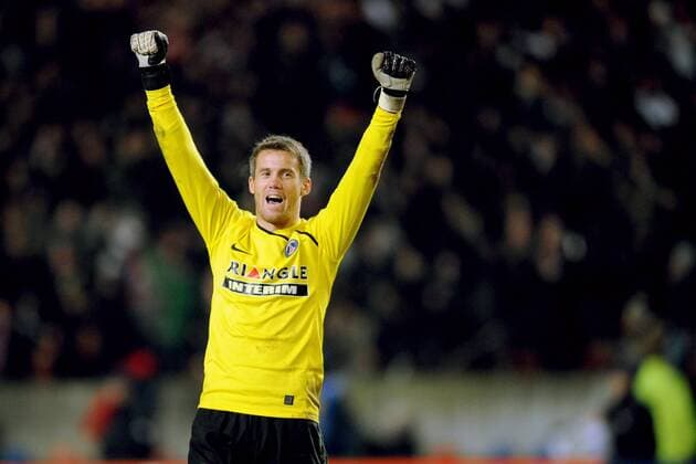 Torwart Mickael Landreau (Paris St. German) - Torjubel -  (pan29450) Fußball Herren Coupe de la Ligue 2008 2009, Ligapokal, Pokal, Pokalspiel, Paris Saint German PSG Einzelbild Paris Freude,