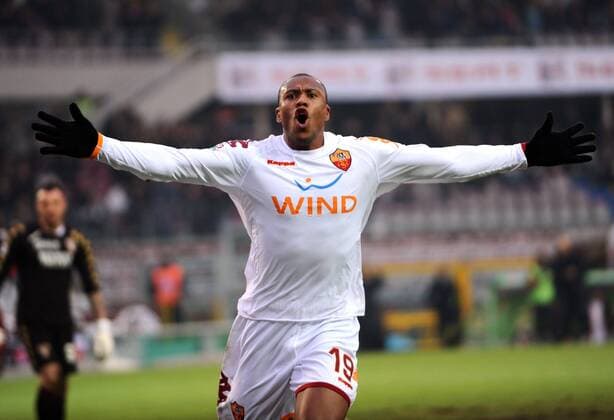 Julio Baptista (AS Rom) - Torjubel -  Fußball Herren Serie A 2008 2009, 1. Italienische Liga, AS Rom, Roma Einzelbild Turin Freude,