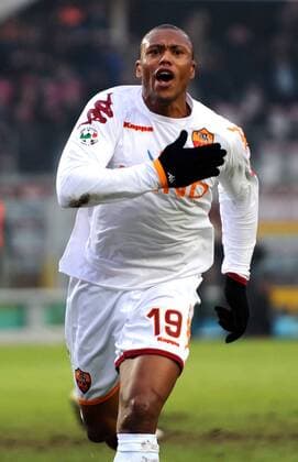 Julio Baptista (AS Rom) - Torjubel -  Fußball Herren Serie A 2008 2009, 1. Italienische Liga, AS Rom, Roma Einzelbild Turin Freude,