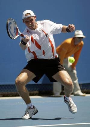 Rainer Schüttler (Deutschland) Tennis Herren Australian Open 2009, Grand Slam, ATP Tour Einzelbild Melbourne Dynamik,