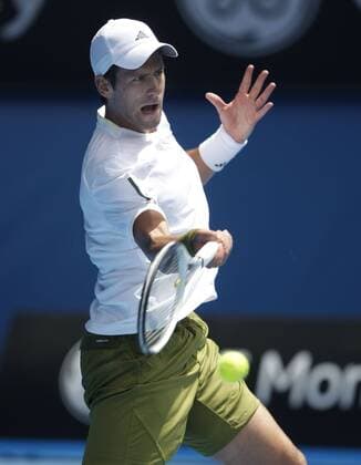 Novak Djokovic (Serbien) Tennis Herren Australian Open 2009, Grand Slam, ATP Tour Einzelbild Melbourne Dynamik,