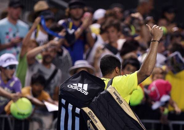 Jo Wilfried Tsonga (Frankreich) - Schlussjubel -  Tennis Herren Australian Open 2009, Grand Slam, ATP Tour Einzelbild Melbourne Freude,