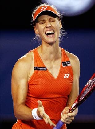 Elena Dementieva (Rußland) enttäuscht -  Tennis Damen Australian Open 2009, Grand Slam, WTA Tour Einzelbild Melbourne Verzweiflung,