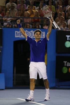 Roger Federer (Schweiz) - Jubel Tennis Herren Australian Open 2009, Grand Slam, ATP Tour Einzelbild Melbourne Freude,