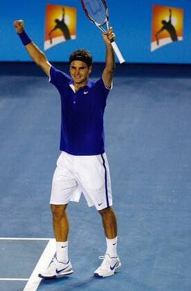 Roger Federer (Schweiz) - Jubel -  Tennis Herren Australian Open 2009, Grand Slam, ATP Tour Einzelbild Melbourne Freude,