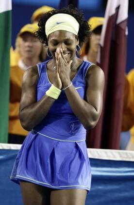 Serena Williams (USA) jubelt über ihren Sieg bei den Australian Open 2009 Tennis Damen Australian Open 2009, Grand Slam, WTA Tour, Finale Einzelbild Melbourne Glück, Freude,