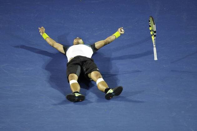 Rafael Nadal (Spanien) - Sieger der Australian Open 2009 Tennis Herren Australian Open 2009, ATP Tour, Grand Slam Einzelbild Finale Melbourne Freude,