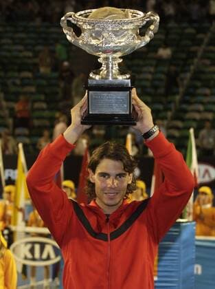 Rafael Nadal (Spanien) - Sieger der Australian Open 2009 Tennis Herren Australian Open 2009, ATP, Tour, Grand Slam, Finale Einzelbild Melbourne Freude,