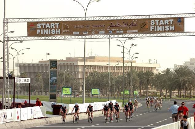 Start- und Zielbereich der 1. Etappe der Tour of Qatar 2009 -  Radsport Herren Tour of Qatar 2009, Straßenradsport, Straße, Rad Totale 1. Etappe: Doha,