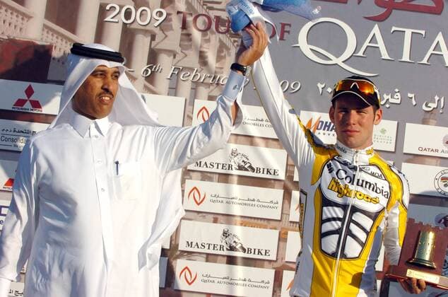 Marc Cavendish (Großbritannien Columbia High Road, re.) gewinnt die 4. Etappe der Tour of Qatar 2009 -  Radsport Herren Tour of Qatar 2009, Straßenradsport, Straße, Rad, Gruppe 4. Etappe: Doha Old Souq - Madinat Al Shamal