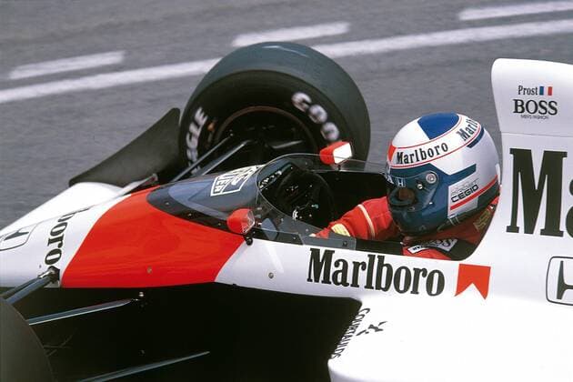 Alain Prost (Frankreich McLaren Honda) in seinem Boliden Motorsport Grand Prix Herren Großer Preis von xxx 1989, Formel 1 Weltmeisterschaft, F1, F, GP, WM Einzelbild Aufnahmedatum geschätzt
