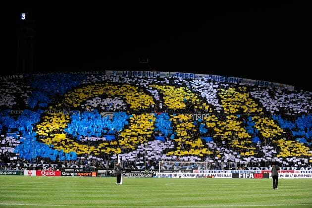 Fanchoreografie Olympique Marseille -  (pan29845) Fußball Herren Ligue 1 2008 2009, 1. Französische Liga, Olympique de Marseille, OM Totale Marseille