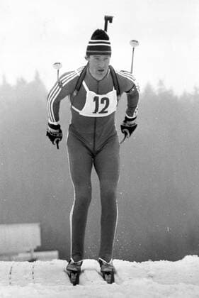 Frank Ullrich (DDR) Biathlon Herren 1981 Einzelbild Aufnahmedatum geschätzt Oberhof