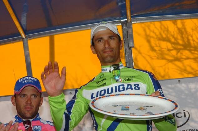 Daniele Bennati (Liquigas, re.) gewinnt die 4. Etappe des Giro di Sardegna 2009, li. Mirco Lorenzetto (beide Italien Lampre) -  Radsport Herren Giro di Sardegna 2009, Straßenradsport, Straße, Rad, Sardinienrundfahrt, Sardinien Rundfahrt, Vdig Gruppe 4. Etappe: Arbatax - Cagliari Freude,