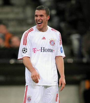 Lukas Podolski (Bayern) - Torjubel Fußball EC 1 Herren Champions League 2008 2009, FC Bayern München, Einzelbild München Freude, Begeisterung,
