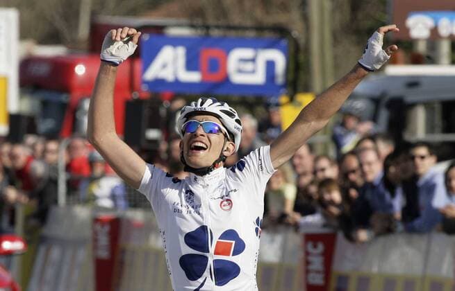 Jeremy Roy (Frankreich Francaise des Jeux) gewinnt die 5. Etappe bei Paris Nizza 2009 Radsport Herren Paris Nizza 2009, Straßenradsport, Straße, Rad, Vdig Einzelbild 5. Etappe: Annonay - Vallon Pont d Arc darc Freude,