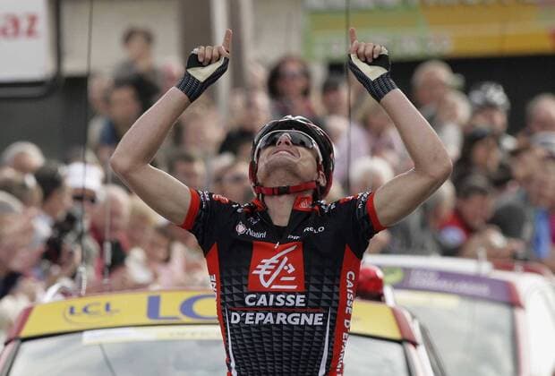 Luis Leon Sanchez (Spanien Caisse d Epargne) gewinnt die 7. Etappe der Paris Nizza 2009 Radsport Herren Paris Nizza 2009, Straßenradsport, Straße, Rad Einzelbild 7. Etappe: Manosque - Fayence Freude,