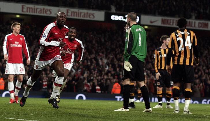 William Gallas (Arsenal) - Torjubel -  Fußball Herren FA Cup 2008 2009, 1. Englischer Pokal, Pokalspiel, Arsenal FC London - Hull City 2:1 Gruppe London Freude,