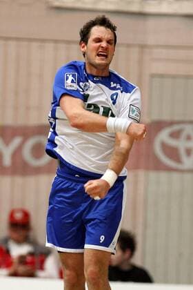 Jens Tiedtke (Großwallstadt) - Torjubel Handball 1. BL Herren Saison 2008 2009, TV Großwallstadt Einzelbild Aschaffenburg Freude, Begeisterung,