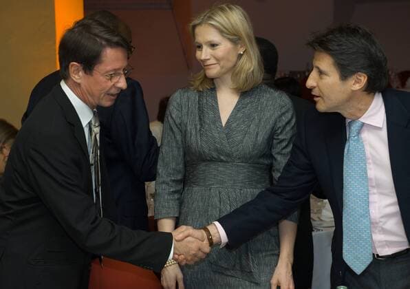 Innensenator Ehrhart Körting (SPD Deutschland, li.) und IAAF Vizepräsident Sebastian Coe (Großbritannien) anlässlich eines Empfangs zur Leichtathletik WM 2009 in Berlin Leichtathletik Herren Empfang 2009, Gruppe Berlin