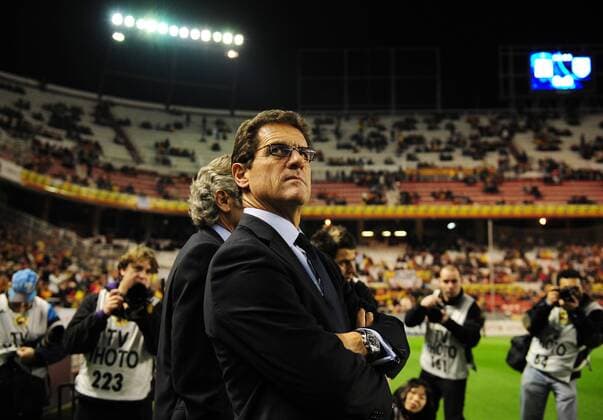 Nationaltrainer Fabio Capello (England) - EDITORIAL USE ONLY. No use with unauthorised audio, video, data, fixture lists, club league logos or live services. Online in-match use limited to 120 images, no video emulation. No use in betting, games or single club league player publications. Fußball Länderspiel Herren Freundschaftsspiel 2009, Test, Testspiel, Nationalteam, Einzelbild Sevilla