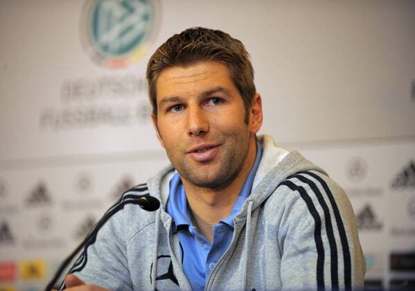 Thomas Hitzlsperger (Deutschland) - Pressekonferenz Fußball WM Herren WM Qualifikation 2009, Nationalteam, Pressekonferenz, Pressetermin, Einzelbild Cardiff